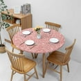 thumbnail image 4 of Rose Gold Glitter Round Tablecloth Pink Shiny Christmas Holidays Seasonal Valentine''s Day Fitted Table Cover Washable Tablecloths for Kitchen Dining Party 40-44 inch, 4 of 4