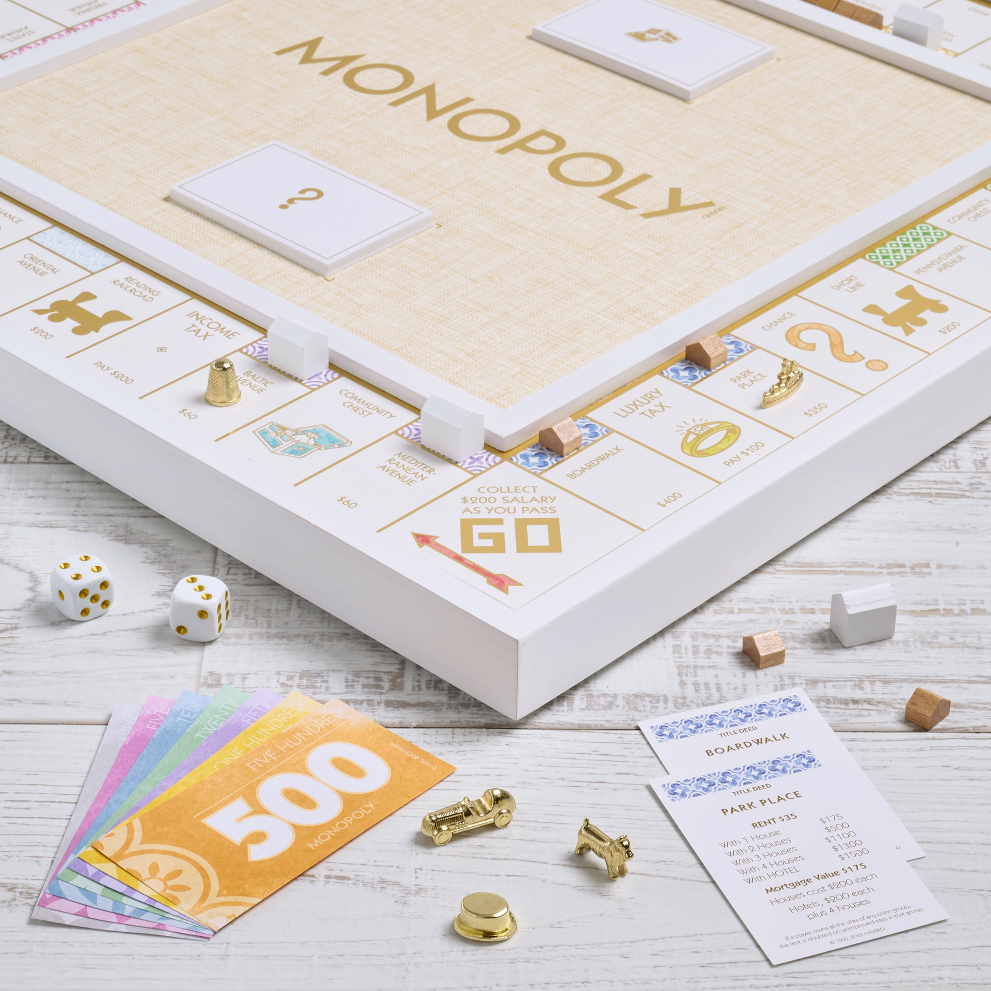 WS Game Company Monopoly Deluxe Bianco Edition Wooden Board Game for Families & Kids
