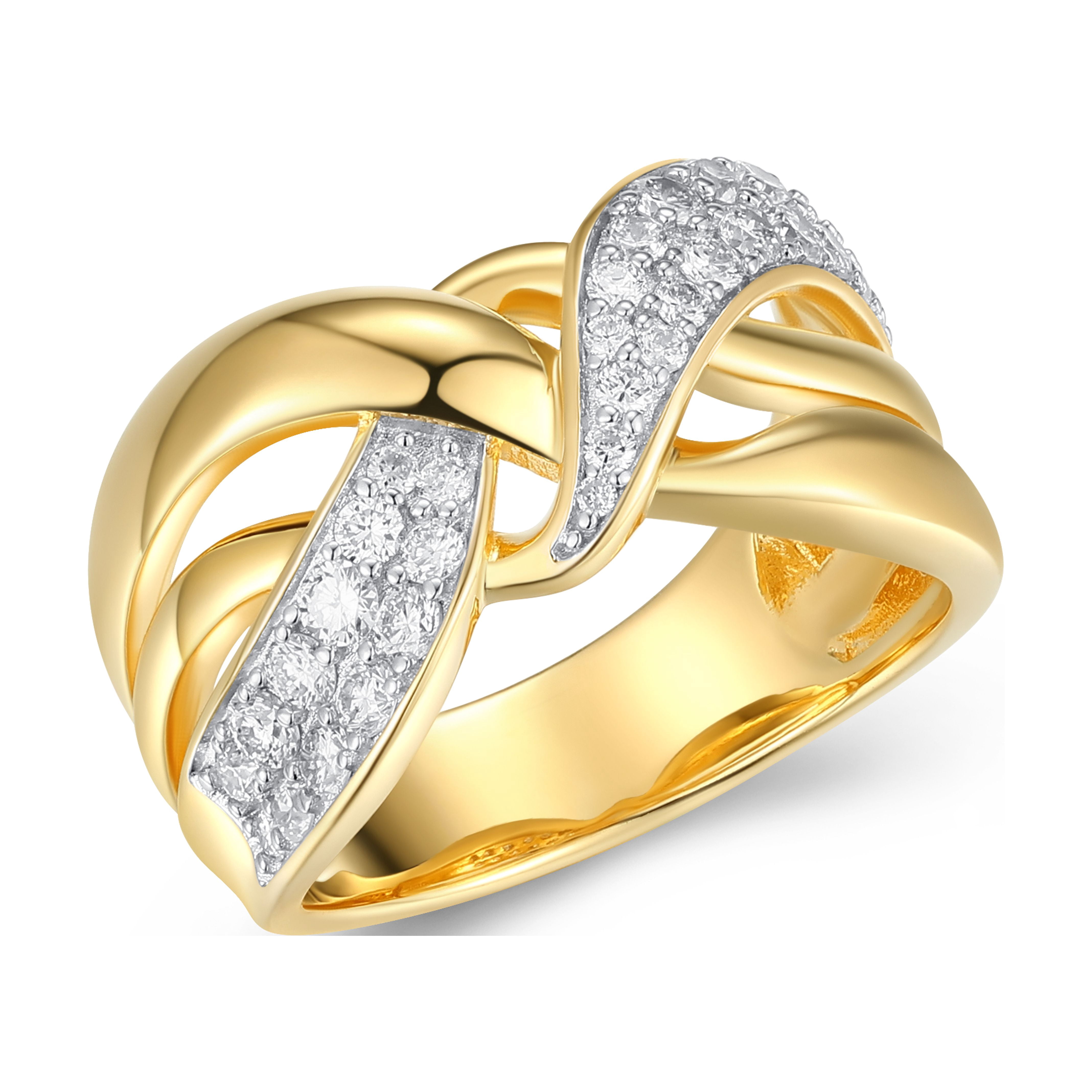 Forever Facets 18k Gold Plated Sterling Silver 3/4 CT TW Lab Grown Diamond Ring, Adult Female