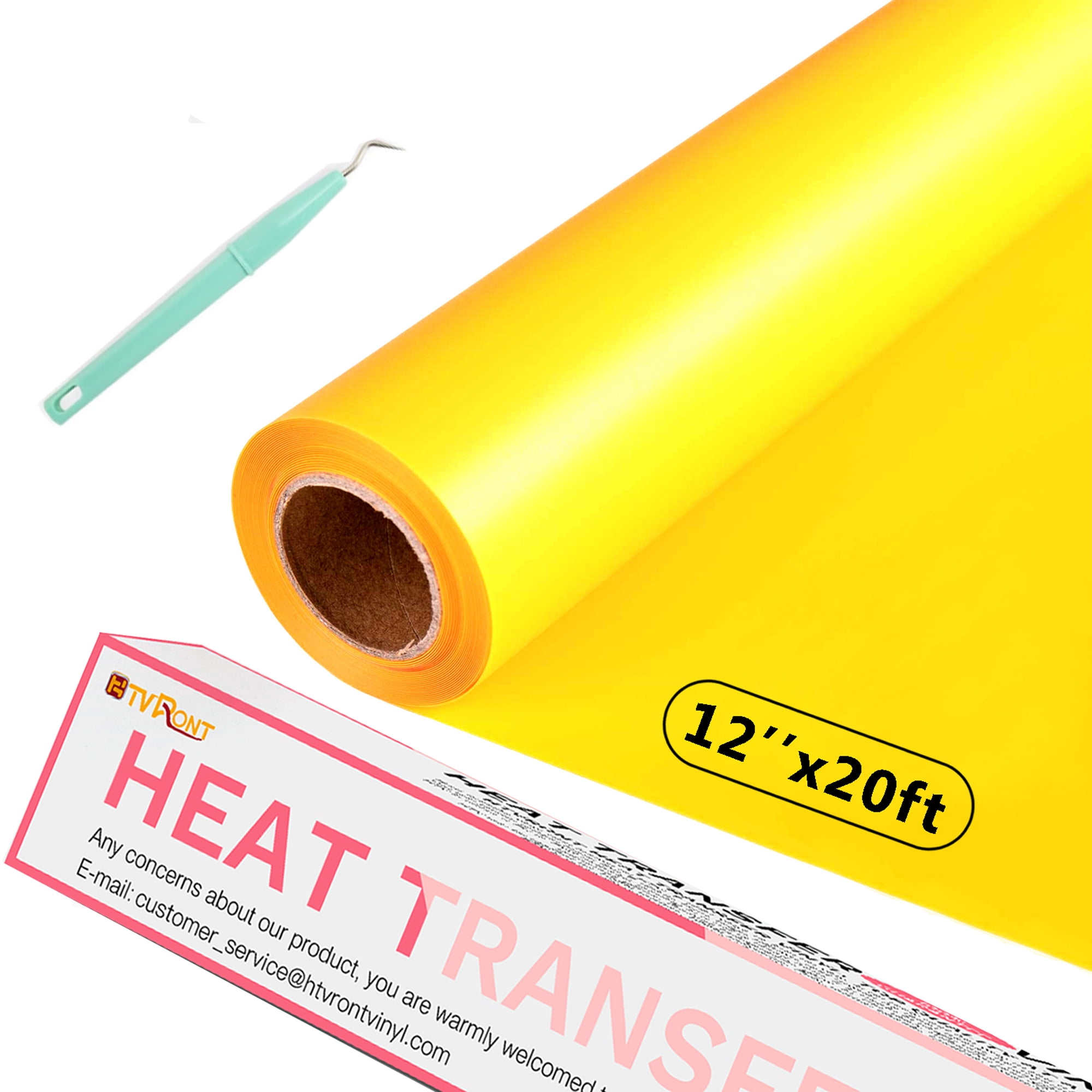 A-SUB HTV Rolls Yellow 12 x 20ft Iron on Heat Transfer Vinyl for Transfer  T-Shirts, Compatible with Cricut Heat Press