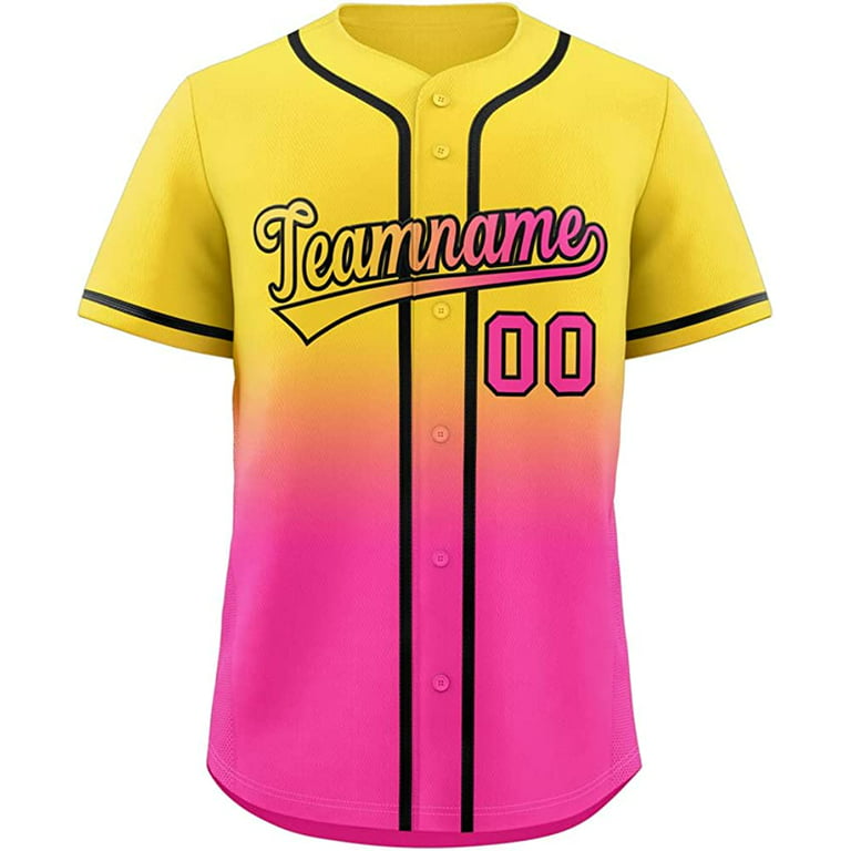 Custom Gradient Baseball Jersey Hip Hop Button Down Shirts Stitched  Personalized Name Number for Men Women Youth 