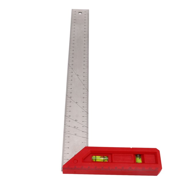 Framing Square, Professional Measurement Ruler 90 45 Degree Woodworking Square Carpenter Square Metal Ruler Right Angle Ruler Carpenter Square Layout Tool with Level Bubble