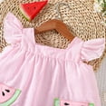 thumbnail image 5 of Fsqjgq Toddler Baby Girls Clothes Fly Sleeve Watermelon Embroidered Tank Top Ruffle Shorts Cute Summer Short Set Girl Cotton Clothing Sets 12M, 5 of 7