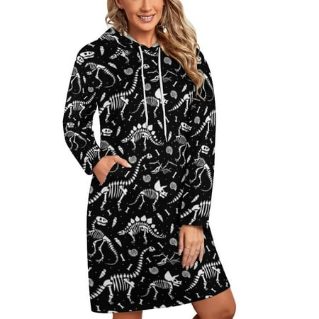 Dinosaur-Black And White Hoodie Sweatshirts Women Pullover Girl Hoodie Streetwear Casual Fashion Clothes Dinosaur Dino