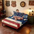 thumbnail image 4 of Manfei Vintage Firework Twin Sheets, Patriotic Star Stripes Bedding, Red White Blue, Navy Reversible 3 Pieces (1 Flat Sheet, 1 Fitted Sheet and 1 Pillowcase), 4 of 6