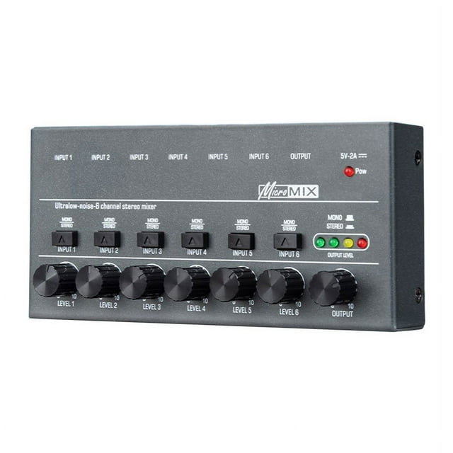 Ndcxsfigh Mezclador línea Ruido ultrabajo TYPE-C 5V 2A Mezclador bajos (6 canales)