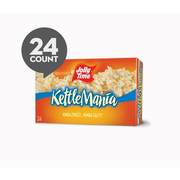 JOLLY TIME Kettlemania Microwave Kettle Corn Popcorn, 24 Ct (3 Oz. Bags