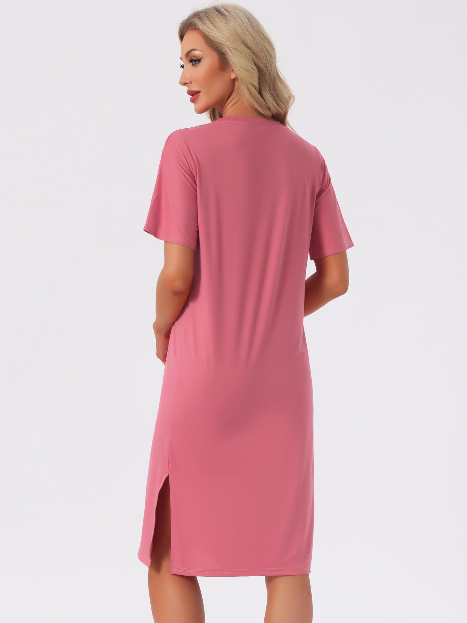 DARING DIVA Women's Rolled Cuffs Side Slit Soft Sleepwear XL Rose Pink