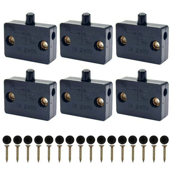 TOP-MAX 6PCS Cabinet Door Touch Light Switch IP44 Closet Touch Switch for Home Office Black