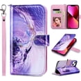 thumbnail image 1 of ULAK Wallet Case for iPhone 14 for Women Girls, Kickstand 14 Phone Case with Card Holder for Apple iPhone 14 6.1 inch 2022, Purple Marble, 1 of 8