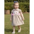 thumbnail image 3 of BemeyourBBs Toddler Baby Girl Thanksgiving Dress Outfit  Baby Girls Summer Fall Smocked Dress Clothes Cute Turkey Embroidery Puff Short Sleeve Doll Collar Plaid Giangham Dress, 3 of 8