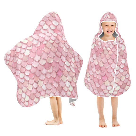 joogoo Scale Pink-h1 Kids Hooded Beach Towel Baby Bath Towel 23.5"x50"
