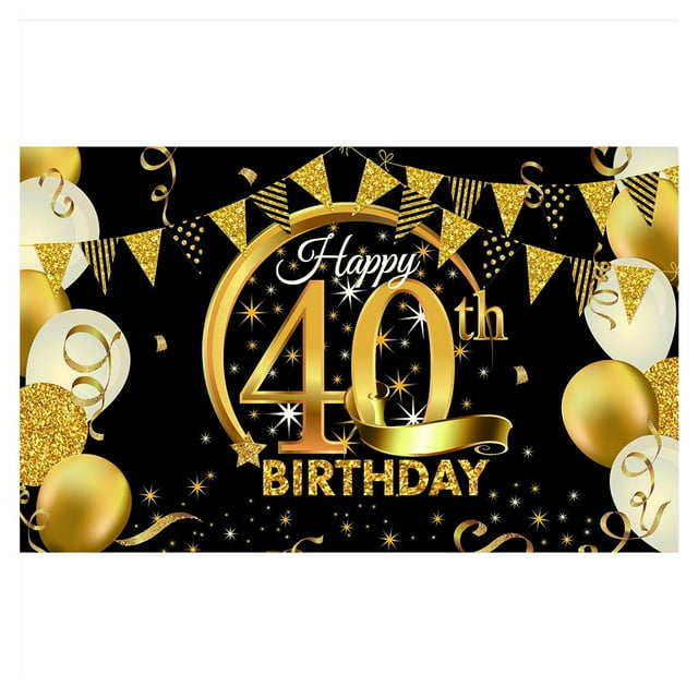 Birthday Party Banner Home Birthday Theme Backdrop Background Wall Decoration, 40 Years Old