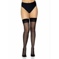 thumbnail image 4 of Leg Avenue Womens OS Contrast Top Cuban Heel Backseam Sheer Stockings, 4 of 5