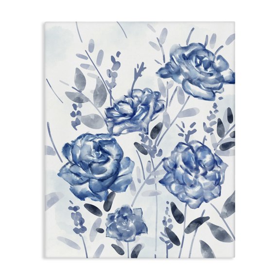 Stupell Industries Modern Blue Rose Garden Abstract Toile Florals Canvas Art, 16 x 20, by Ziwei Li