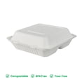 thumbnail image 2 of Emerald Ecovations Tree-Free 8" X 8" Eco-Friendly Hinged Take Away Food Clamshells | 200 Containers, 2 Packs of 100 | Biodegradable & Compostable | BPA Free | Elemental Chlorine Free | White, 2 of 5