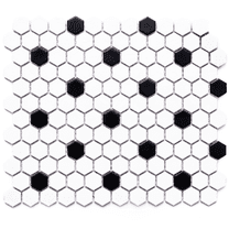 The Tile Life Honeycomb Remi 1" x 1" Black and White Porcelain Mosaic Tile - 1 Sheet