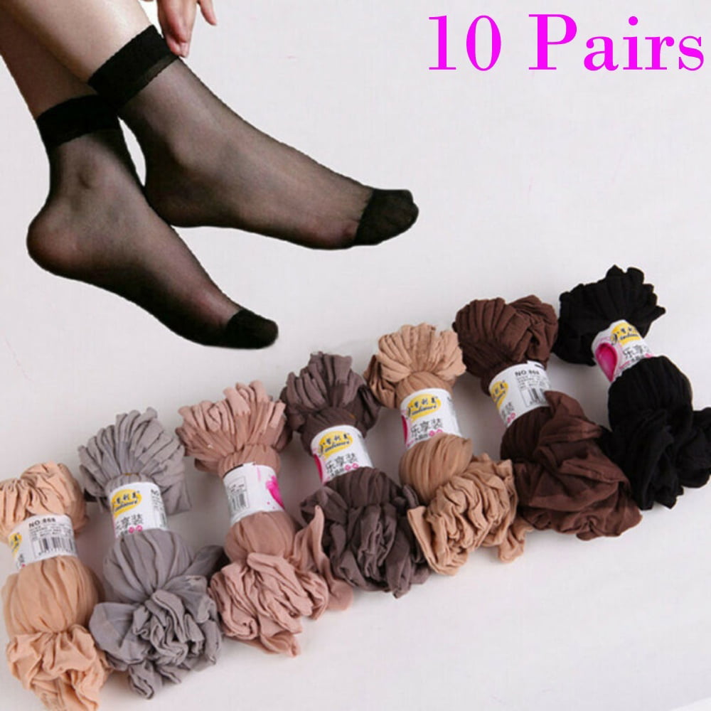 10 Pairs Women Lady Nylon Elastic Short Ankle Sheer Stockings Silk Short Socks