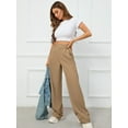 thumbnail image 5 of Chiclily High Waist Stretch Cargo Pants Brown 2XL Women Casual Baggy Multiple Pockets Relaxed Fit Straight Wide Leg Pants, 5 of 7