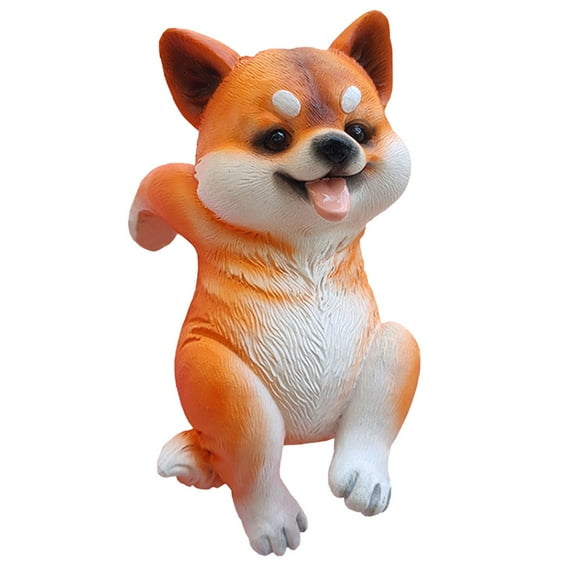 Resin Hanging Dog Statue, Cute Pug Planter Pot Hanger Figurine for Outdoor Garden Fence, Balcony, and Indoor Decorative Accents