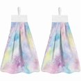 thumbnail image 1 of wonima44 Kitchen Hand Towels with Button Hanging Loops Bathroom Pink Purple Small Bath Hand Towel Soft Hanging Tie Towels Quick Dry Hand Absorbent Washcloth Dish Towels Decor Set of 2, 1 of 1