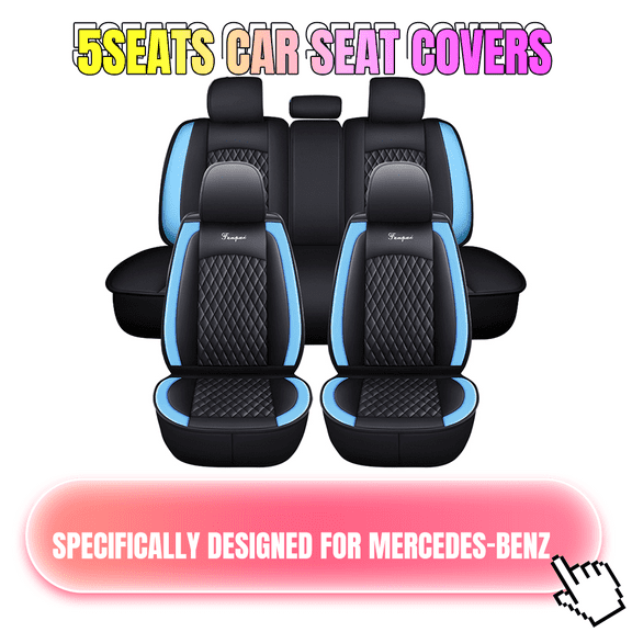 Tuqiang Car Seat Covers for Mercedes-Benz for E350 2000-Present 5-seater Leather Auto Seat Covers Waterproof Scratch-resistant Luxury Front and Rear Seat Covers Black and Blue