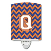Caroline's Treasures CJ1060-QCNL Letter Q Chevron Blue and Orange #3 Ceramic Night Light, 6x4x3", multicolor
