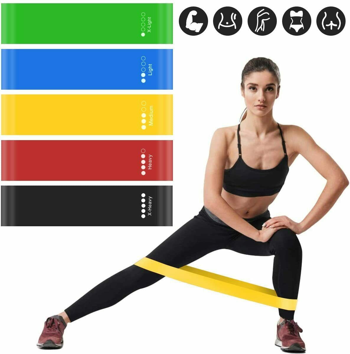 4X Color Elastic Resistance Bands Loop Exercise Yoga Fitness Gym Training Tube
