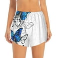 thumbnail image 4 of Lsque Blue Flying Butterflies Printed Women's Running Shorts with Liner Pockets,Elastic Quick Dry Workout Athletic Gym Yoga Shorts,Womens High Waist Shorts-Medium, 4 of 9