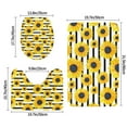 Bathroom Rugs Sets 3 Piece yellow sunflowers black white striped Non