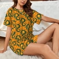thumbnail image 4 of Gukieu cartoon snake Print Women's Short-sleeved Pajama Set, Round Neck Button Top Elastic Shorts 2-piece Set, Summer Home Leisure Clothing-X-Large, 4 of 6
