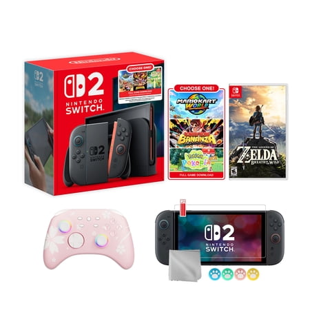 Nintendo Switch 2 Choose Your Game Bundle 256GB 7.9-Inch 1080P Screen, Joy-Con 2 with Mouse Sensor, Dock, with The Legend of Zelda: Breath of the Wild, Mytrix Wireless Pro Controller & Accessories