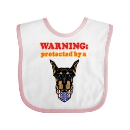 

Inktastic Funny Protected by a Doberman Pinscher Dog Gift Baby Boy or Baby Girl Bib