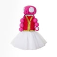 thumbnail image 3 of Disfraz de hongo, disfraz de sapo, Toadette, Super Bros, disfraz de Cosplay, gorro de Halloween, camiseta, chaleco azul, conjunto de 3 piezas, 3 of 5