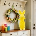 thumbnail image 4 of Easter Flocked Bow Standing Bunny Figurine - Soft Simulated Plush Rabbit Ornament, Spring Home Decor for Mantel/Tabletop/Party, Adorable Easter Decoration for Indoor Outdoor Use, 9*3in, Yellow, 4 of 8