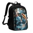 thumbnail image 1 of Balery Cute Koi Fish Serenity Mochila con carga USB para hombre y mujer - Mochila impermeable y antirrobo para laptop con puerto USB para viajes, trabajo, 1 of 7