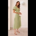 thumbnail image 4 of Vestido Bohemio de Verano para Mujer, con Escote en V, Corta, Corte A y Bolsillo. Verde L, 4 of 10