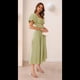 thumbnail image 4 of Vestido Bohemio de Verano para Mujer, con Escote en V, Corta, Corte A y Bolsillo. Verde L, 4 of 10
