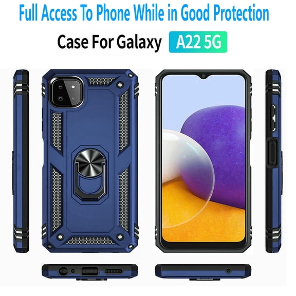 Samsung Galaxy A22 5G Case, [Not fit for Samsung Galaxy A21/A12/A20/A32], STARSHOP Drop Protection Ring Kickstand Cover- Ink Blue