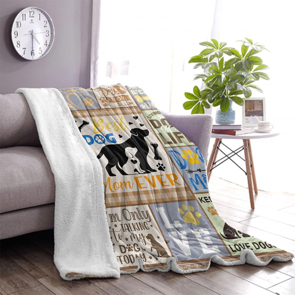 Dog Mom Gifts for Women, Gifts for Dog Moms, Dog Lovers Gifts for Women, Dog Mom Gift for Christmas Mothers Day, Best Dog Mom Birthday Blanket 60 x 50 (zjm154,50"x 60")