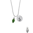 thumbnail image 2 of Delight Jewelry Silvertone Christmas Lights - Green Resin Silvertone Script Initial Disc - S - Charm Necklace, 20"+3", 2 of 4