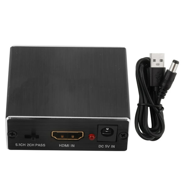 Metal Black, SPDIF 3.5mm, 2K Support 4K HDMI to HDMI Optical Audio Extractor