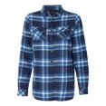 thumbnail image 1 of Burnside Camisa de franela de manga larga teñida en hilo para mujer (5210) -AZUL/BLANCO -3XL Burnside 5210, 1 of 1