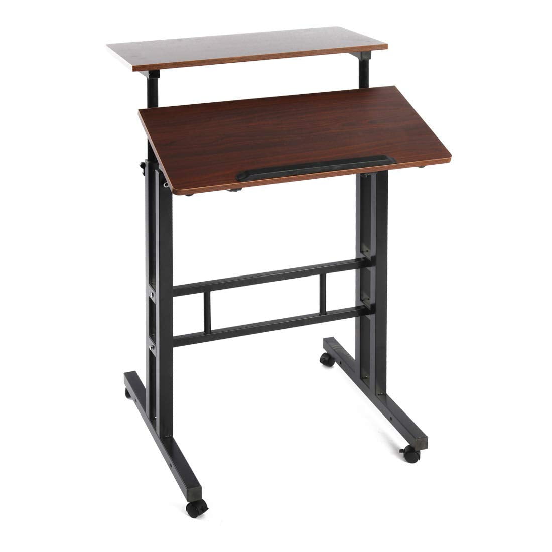 Qwork Wheel Mobile Stand Up Computer Desk Height Adjule Cart Qwork Wheel Mobile Stand Up Computer Desk Height Adjule Cart Tilting Table With Dual Surface Sit Home Office Workstation Ergonomic
