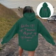 thumbnail image 2 of Hoodie Women Fall Vintage Bow Print Hoodies Oversize Long Sleeve Graphic Sweatshirts Trendy Preppy Tops Drop Shoulder Design Streetwear Sweatshirt for Women Dark Green S, 2 of 7
