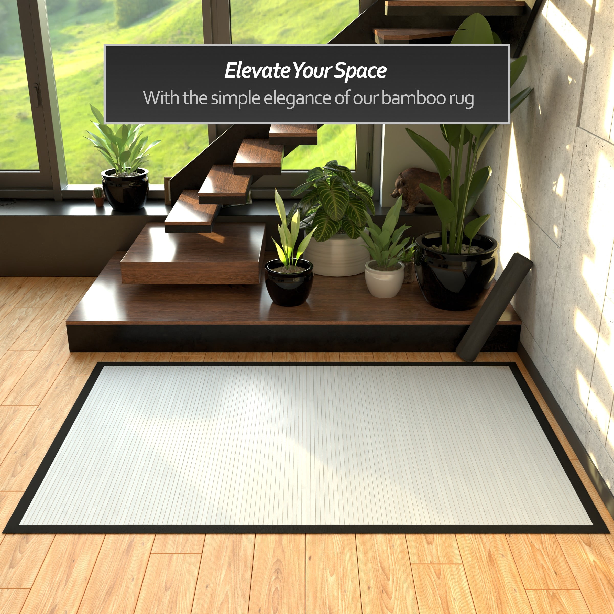 Bamboo Rug - White - 5' x 8'