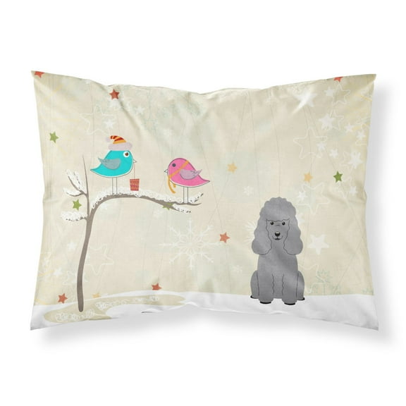 Christmas Presents between Friends Poodle - Silver Fabric Standard Pillowcase