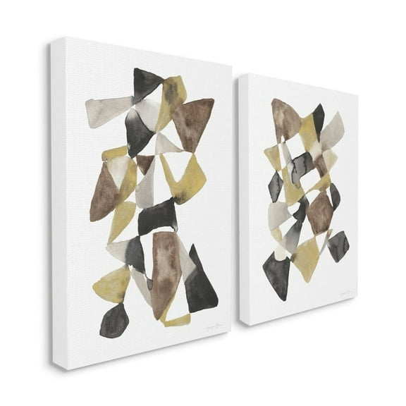 Stupell Industries Abstract Black Gold Brown Shape Design Canvas Wall Art by Jennifer Goldberger
