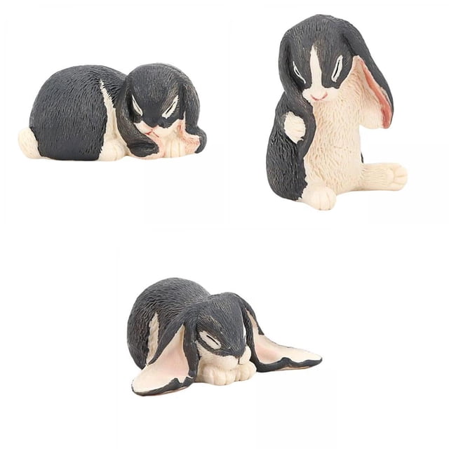 3x de Juguete de Conejo de Simulación, Juguete de Animales de Granja, Decoración pa Pequeños Zulema Figuras de conejo