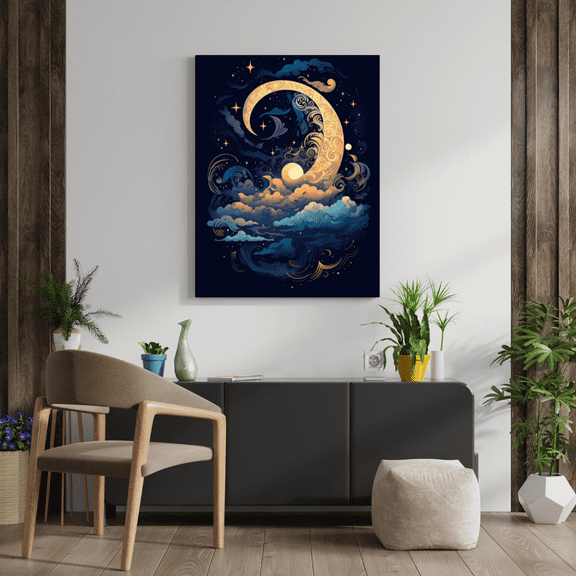 Magical Night Sky - Celestial Moon Magic Canvas Wall Art